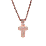 Maxbell 26 Letter T Pendant With Zircon Stone Pendant Hip-hop Accessories Rose Gold