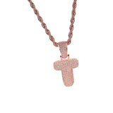 Maxbell 26 Letter T Pendant With Zircon Stone Pendant Hip-hop Accessories Rose Gold