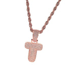 Maxbell 26 Letter T Pendant With Zircon Stone Pendant Hip-hop Accessories Rose Gold