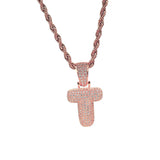 Maxbell 26 Letter T Pendant With Zircon Stone Pendant Hip-hop Accessories Rose Gold