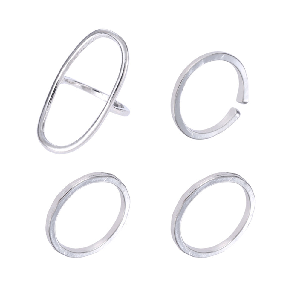 Maxbell Women Hollow Band Bohemian Mid Midi Above Stack Knuckle Finger Rings Silver