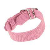 Maxbell 20mm Watch Band Braided Nylon Stainless Steel Buckle Replace Pink