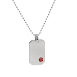 Maxbell Medical Alert Sign Fashion Mens Dog Tag Pendant Stainless Steel Necklace
