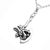 Maxbell Punk Dragon Axe Pendant Necklace Stainless steel Men's Silver Jewelry