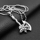 Maxbell Punk Dragon Axe Pendant Necklace Stainless steel Men's Silver Jewelry