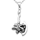 Maxbell Punk Dragon Axe Pendant Necklace Stainless steel Men's Silver Jewelry