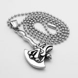 Maxbell Punk Dragon Axe Pendant Necklace Stainless steel Men's Silver Jewelry