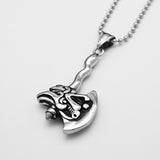 Maxbell Punk Dragon Axe Pendant Necklace Stainless steel Men's Silver Jewelry