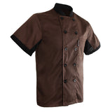 Maxbell Unisex Chef Jacket Coat Kitchen Uniform Air Mesh Short Sleeves Coffee 3XL