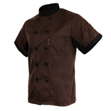 Maxbell Unisex Chef Jacket Coat Kitchen Uniform Air Mesh Short Sleeves Coffee 3XL