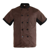 Maxbell Unisex Chef Jacket Coat Kitchen Uniform Air Mesh Short Sleeves Coffee 3XL