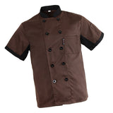 Maxbell Unisex Chef Jacket Coat Kitchen Uniform Air Mesh Short Sleeves Coffee 3XL