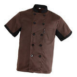 Maxbell Unisex Chef Jacket Coat Kitchen Uniform Air Mesh Short Sleeves Coffee 3XL