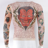 Maxbell Men Summer Elastic Ultra-thin Quick-drying Long Sleeve Tattoo Bodysuit No.33