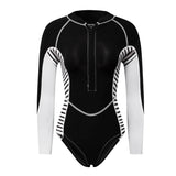 Maxbell Women Neoprene Sleeve Wetsuit Front Zip Diving Bikini Suit Black S