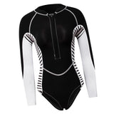 Maxbell Women Neoprene Sleeve Wetsuit Front Zip Diving Bikini Suit Black S