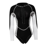 Maxbell Women Neoprene Sleeve Wetsuit Front Zip Diving Bikini Suit Black S