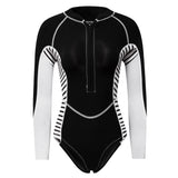 Maxbell Women Neoprene Sleeve Wetsuit Front Zip Diving Bikini Suit Black S