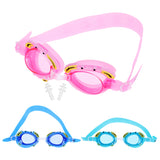 Maxbell Kids Anti-Fog Waterproof PC Swimming Goggles Glasses Cute Crab Frame Cyan