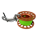 Maxbell Scuba Diving Finger Spool Reel 15m Line with Double Ended Bolt Snap Orange