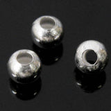 Maxbell 50 Pcs 3mm Round Silver Plated Spacer Beads