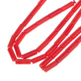 Maxbell Deep Red Column Natural Coral Beads Strand 16 Inch