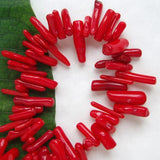 Maxbell Deep Red Bamboo Branch Loose Beads 9-12mm / 16 Inch