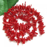 Maxbell Deep Red Bamboo Branch Loose Beads 9-12mm / 16 Inch