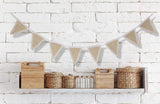 Maxbell Jute Burlap Fabric Bunting Banner Vintage Lace 8 Flags for Wedding Party
