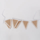 Maxbell Jute Burlap Fabric Bunting Banner Vintage Lace 8 Flags for Wedding Party