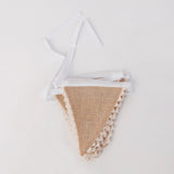 Maxbell Jute Burlap Fabric Bunting Banner Vintage Lace 8 Flags for Wedding Party
