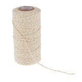 Maxbell 100M Wrap Gift Cotton Rope Ribbon Twine Rope Cord String Light Brown, White