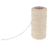 Maxbell 100M Wrap Gift Cotton Rope Ribbon Twine Rope Cord String Light Brown, White