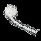 Maxbell White Faux Pearls Lace Trim DIY Sewing Applique 100cm x 4.5cm