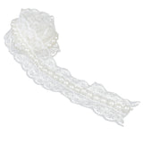 Maxbell White Faux Pearls Lace Trim DIY Sewing Applique 100cm x 4.5cm