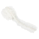 Maxbell White Faux Pearls Lace Trim DIY Sewing Applique 100cm x 4.5cm