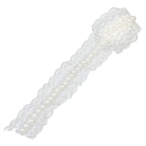 Maxbell White Faux Pearls Lace Trim DIY Sewing Applique 100cm x 4.5cm