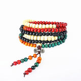 Maxbell Tibetan Sandalwood 216pcs Beads Buddha Mala Buddhist Bracelet Necklace Multicolor