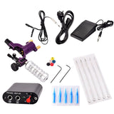 Maxbell Complete Tattoo Kit Rotary Machine Power Supply Foot Pedal Needles EU Purple