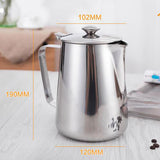 Maxbell Stainless Steel Coffee Pitcher Craft Latte Milk Frothing Jug with Lid 1.5L