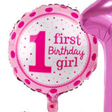 Maxbell 5/set Cute Foil Balloons Baby First 1st Birthday Party Decoration Girl Pink