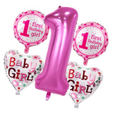 Maxbell 5/set Cute Foil Balloons Baby First 1st Birthday Party Decoration Girl Pink