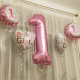 Maxbell 5/set Cute Foil Balloons Baby First 1st Birthday Party Decoration Girl Pink