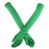 Maxbell 1 Pair Satin Long Gloves Wedding Bridal Evening Party Costume Green