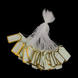 Maxbell 500pcs Craft Label Paper Tag String Jewelry Price Display White Golden