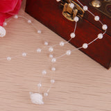 Maxbell 5M White Rose and Round Beads Chain for DIY Crafts Decor