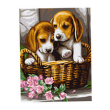 Maxbell Frameless DIY Painting By Numbers Canvas Painting Art Picture Puppy Dogs