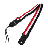 Maxbell Adjustable Lightweight Ukulele Strap Black White Red Stripe