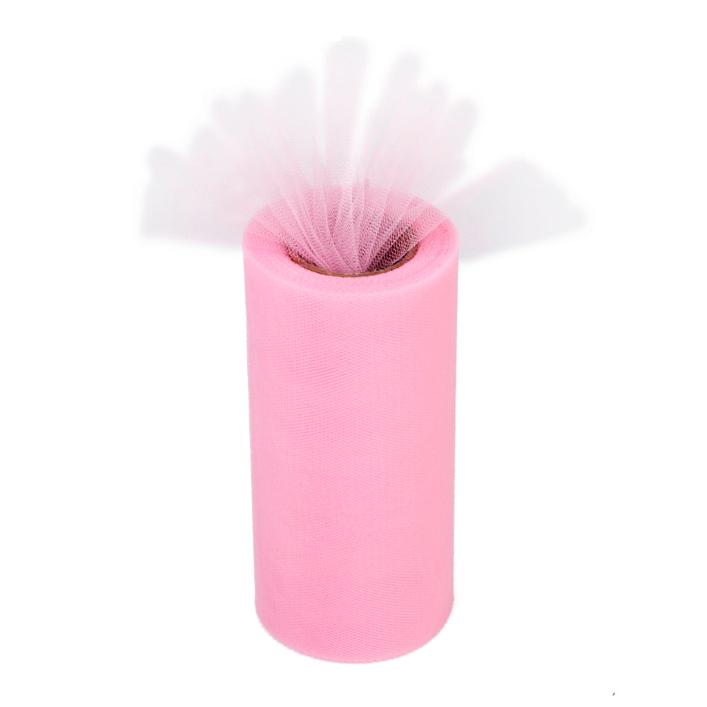 Maxbell 6"x 25yd Tulle Roll Spool Tutu Wedding Bow Fabric Banquet Decor - Pink