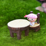 Maxbell 5 Sets of Miniature Resin Chair Table Micro Landscape Bonsai Dollhouse Decor